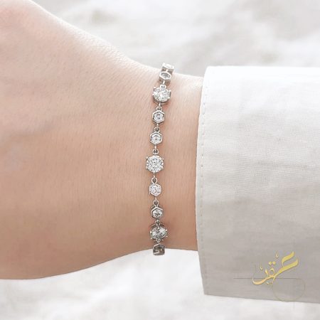 اسوارة محجرة فضة اصلي مع الماس المواسانيت - s925