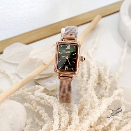 ساعة Rose & Bee روز جولد ومينا باللون الاخضر