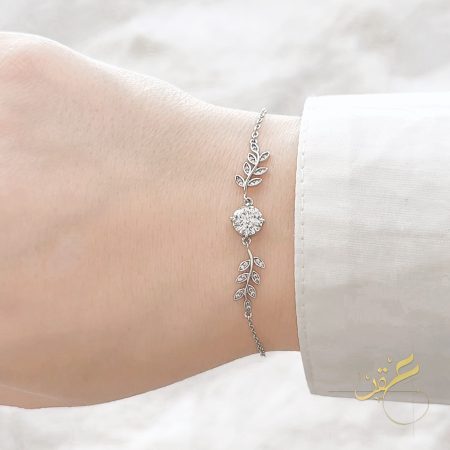 اسوارة الاوراق محجرة فضة اصلي مع الماس المواسانيت - s925