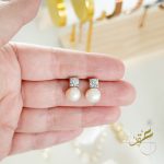 حلق لولو طبيعي مع فضة اصلي عيار 925