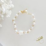 اسوارة الوردة البيضاء مع حبات لولو طبيعية freshwater pearl