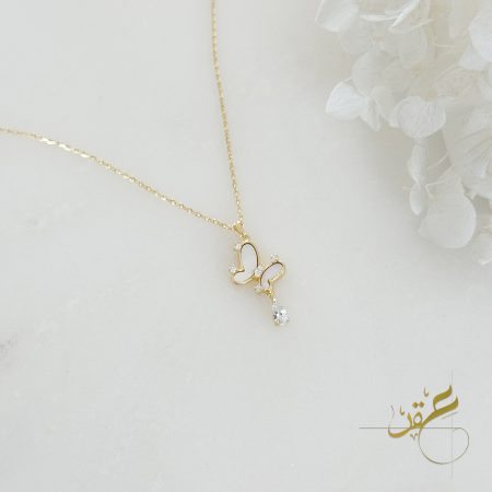 سنسال الفراشة فضة اصلي 925 مطلي ذهب