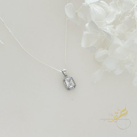 سنسال مستطيل محجر فضة اصلي 925