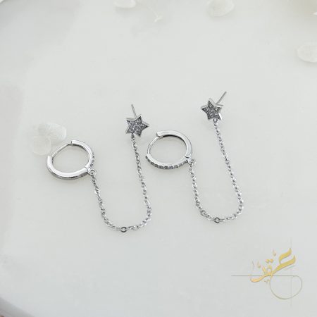 حلق النجمة مع حلقة - فضة اصلي s925