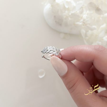 خاتم الاوراق محجر - فضة أصلي s925