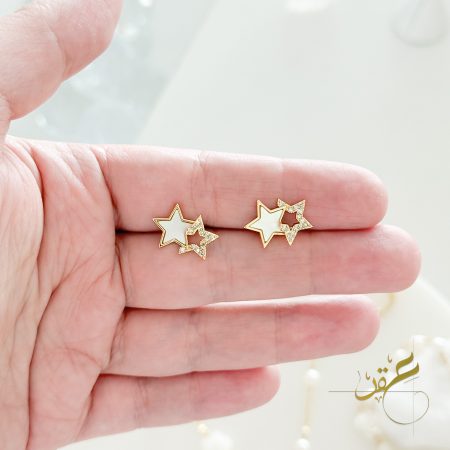 حلق النجوم مع قشرة لولو طبيعي