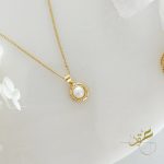 سنسال حبة لولو طبيعية مع اطار سداسي  freshwater pearl