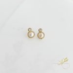 حلق ذهبي مدور مع حبة لولو طبيعية freshwater pearl