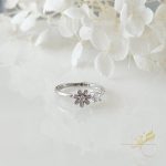 خاتم الوردة باللون الزهري - فضة أصلي s925