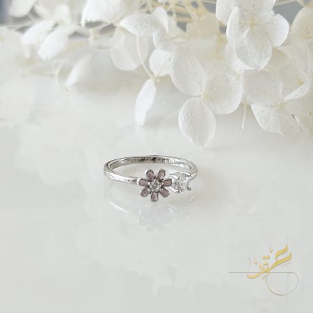 خاتم الوردة باللون الزهري - فضة أصلي s925