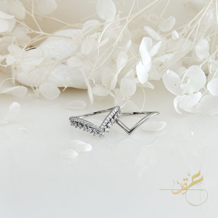 خاتم تونز شكل v محجر - فضة أصلي s925