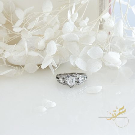 خاتم قلب محجر - فضة أصلي s925