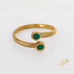 اسوارة سلسلة ستانلس ستيل نمط مُلتف مع لون أخضر