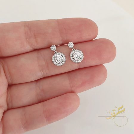 حلق انيق مدور مع الماس المواسانيت - فضة اصلي s925