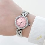 ساعة ستاتية ماركة Sunmate لون فضي مع مينا زهري