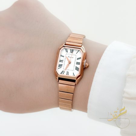 ساعة ستاتية كلاسيكية من kimio مع كاسكيت لون روز جولد