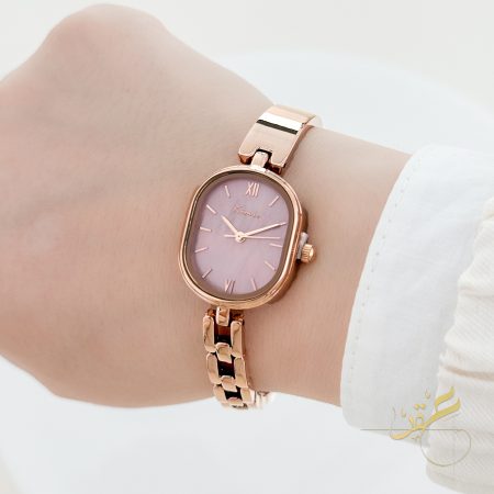 ساعة ستاتية ماركة Kimio  مع كاسكيت لون روز جولد ومينا لون زهري