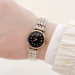 ساعة ستاتية ماركة Sunamte لون فضي مع روز جولد ومينا لون اسود