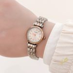 ساعة ستاتية ماركة Sunamte لون فضي مع روز جولد ومينا لون ابيض