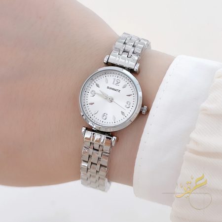 ساعة ستاتية ماركة Sunamte لون فضي ومينا لون ابيض