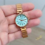 ساعة ستاتية ماركة Kimio لون روز جولد مع مينا لون فيروزي