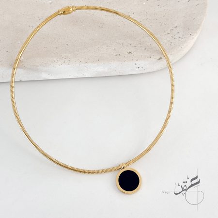 سنسال بقلادة وجهين ابيض واسود - ستانلس ستيل