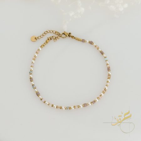 خلخال مع احجار بألوان الباستيل الباردة