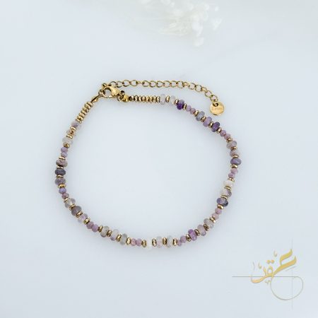 خلخال مع احجار بألوان البنفسجي البارد