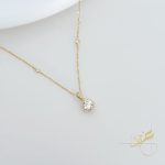 سنسال محجر مدور- فضة اصلي 925 مطلي ذهب