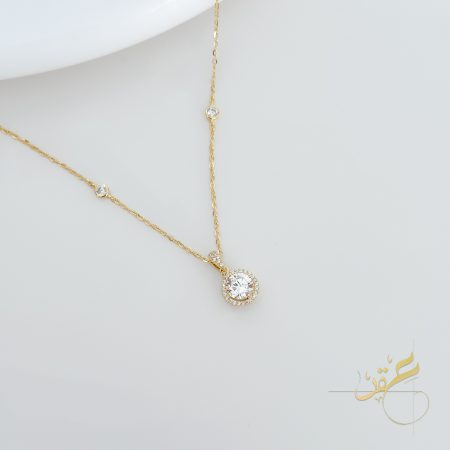 سنسال محجر مدور- فضة اصلي 925 مطلي ذهب