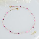 سنسال مع احجار بتدرجات الزهري - ستانلس ستيل