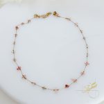 سنسال مع احجار طبيعية بتدرجات الزهري - ستانلس ستيل