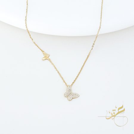 سنسال الفراشات - فضة اصلي s925 مطلي ذهب