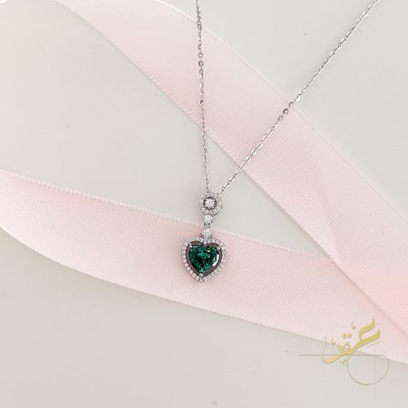 سنسال قلادة القلب الاخضر - فضة اصلي s925
