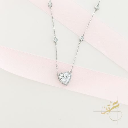 سنسال القلب مع احجار مدورة على الجوانب - فضة اصلي s925