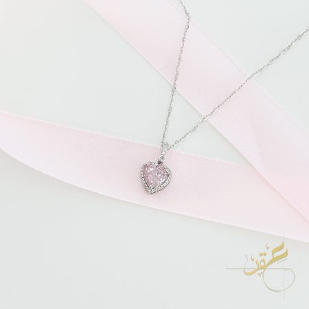 سنسال قلادة قلب زهري - فضة اصلي s925