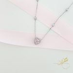 سنسال قلب زهري مع احجار مدورة على الجوانب - فضة اصلي s925