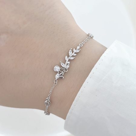 اسوارة الاوراق مع تشارم مدورة - فضة اصلي s925