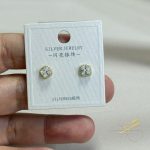 حلق مربع محجر - فضة اصلي s925 مطلي ذهب