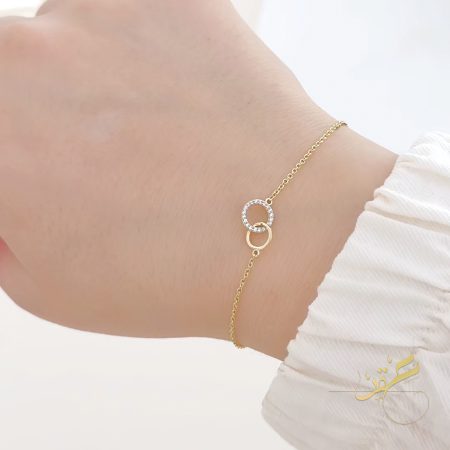 اسوارة حلقات متداخلة - فضة اصلي s925 مطلية ذهب