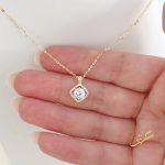 سنسال الجوهرة محجر - فضة اصلي s925 مطلي ذهب