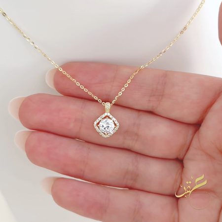 سنسال الجوهرة محجر - فضة اصلي s925 مطلي ذهب