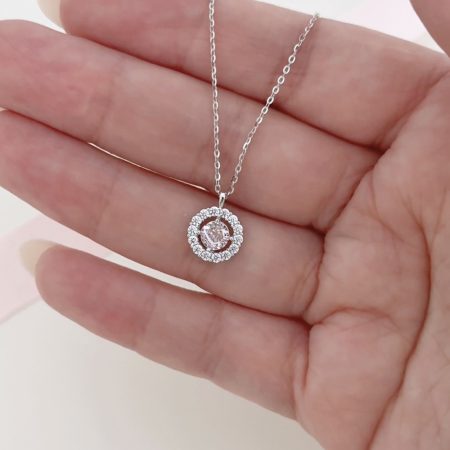 سنسال مدور محجر مع حجر لون زهري - فضة اصلي s925