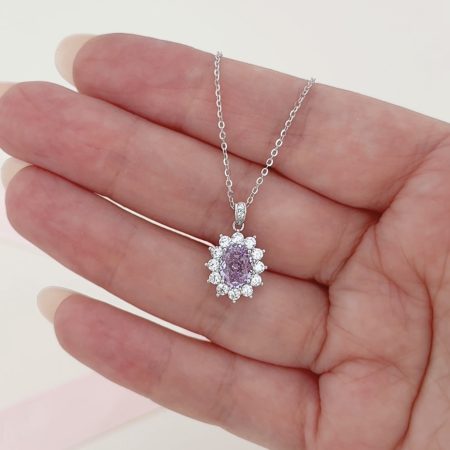 سنسال محجر مع حجر لون بنفسجي - فضة اصلي s925