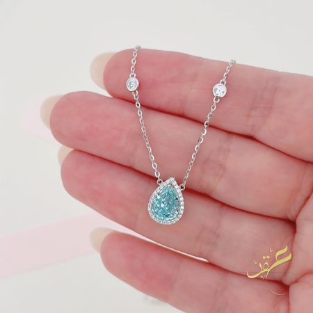 سنسال دمعة لون ازرق - فضة اصلي s925