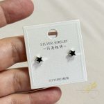 حلق النجمة لون اسود - فضة اصلي s925