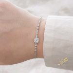 اسوارة محجرة مع حجر دائري في الوسط - فضة اصلي s925