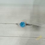 خاتم حجر ازرق مدور -  فضة اصلي s925