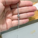 اسوارة محجرة مع حجر دائري في الوسط - فضة اصلي s925