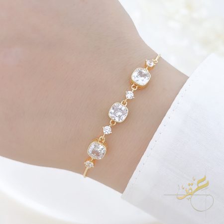 اسوارة باحجار مربعة - فضة اصلي s925 مطلية ذهب